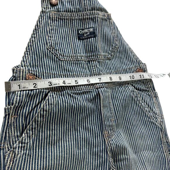 OshKosh B’gosh Toddler Railroad Stripe Overalls Size 3 Vintage Blue Denim - Picture 12 of 12